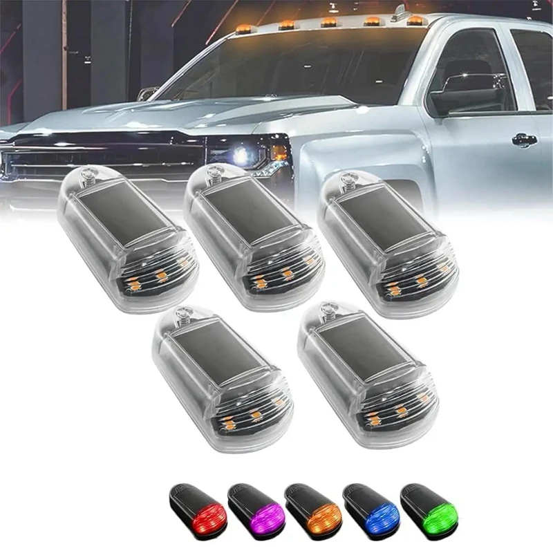 Wireless Cab Lights For Truck Solar Cab Lights Punch-Free LED Lights 7 Colors Roof Lights For Universal Car