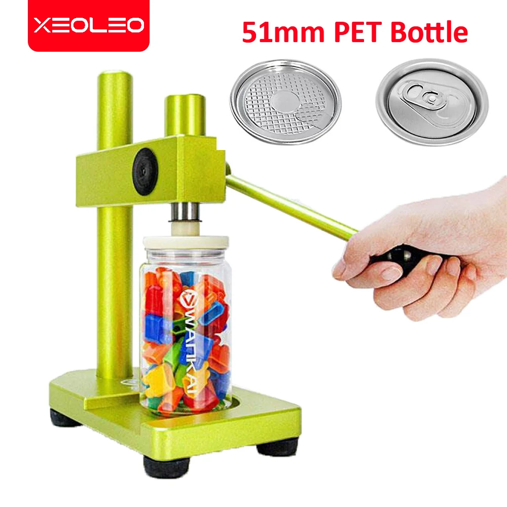 Xeoleo-手動ティー缶シール機,バブルティー缶製造用ペットボトル,250ml,330ml,400ml,500ml,51mm