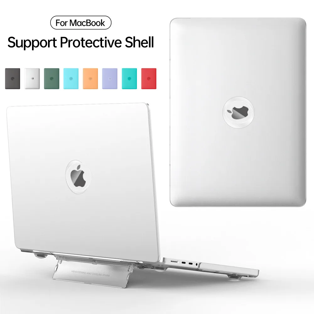 Hidden Foldable Stand Matte Hard Laptop Case for Macbook Air 13.6 M4 15 M3 Mac Book Pro 13 M1 M2 14 16 Inch 2025 Sleeve Cover