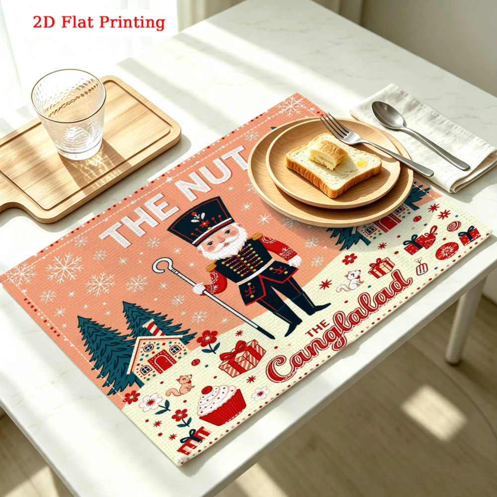 The Nutcracker Christmas Scene Print Kitchen Placemat Coaster Linen Pad Dish Coffee Cup Table Mat 30x40cm Home Decor