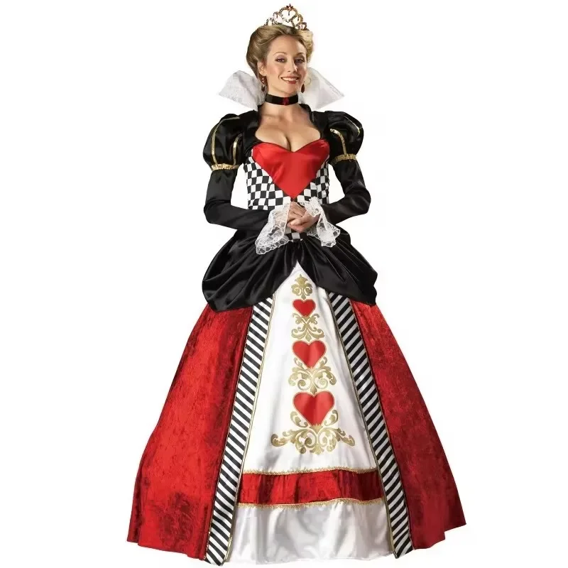 Rote Königin der Herzen Kostüme für Frauen Alice im Wunderland Kostüm Sexy königliche Cosplay Kleidung Frauen Halloween Kostüm