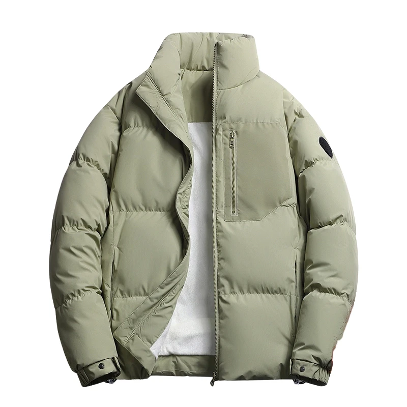 

Winter Men's High-quality Thick Parkas Stand Collar Casual Quality Parkas Cotton Jacket Male Windproof Solid Color Simple Parkas