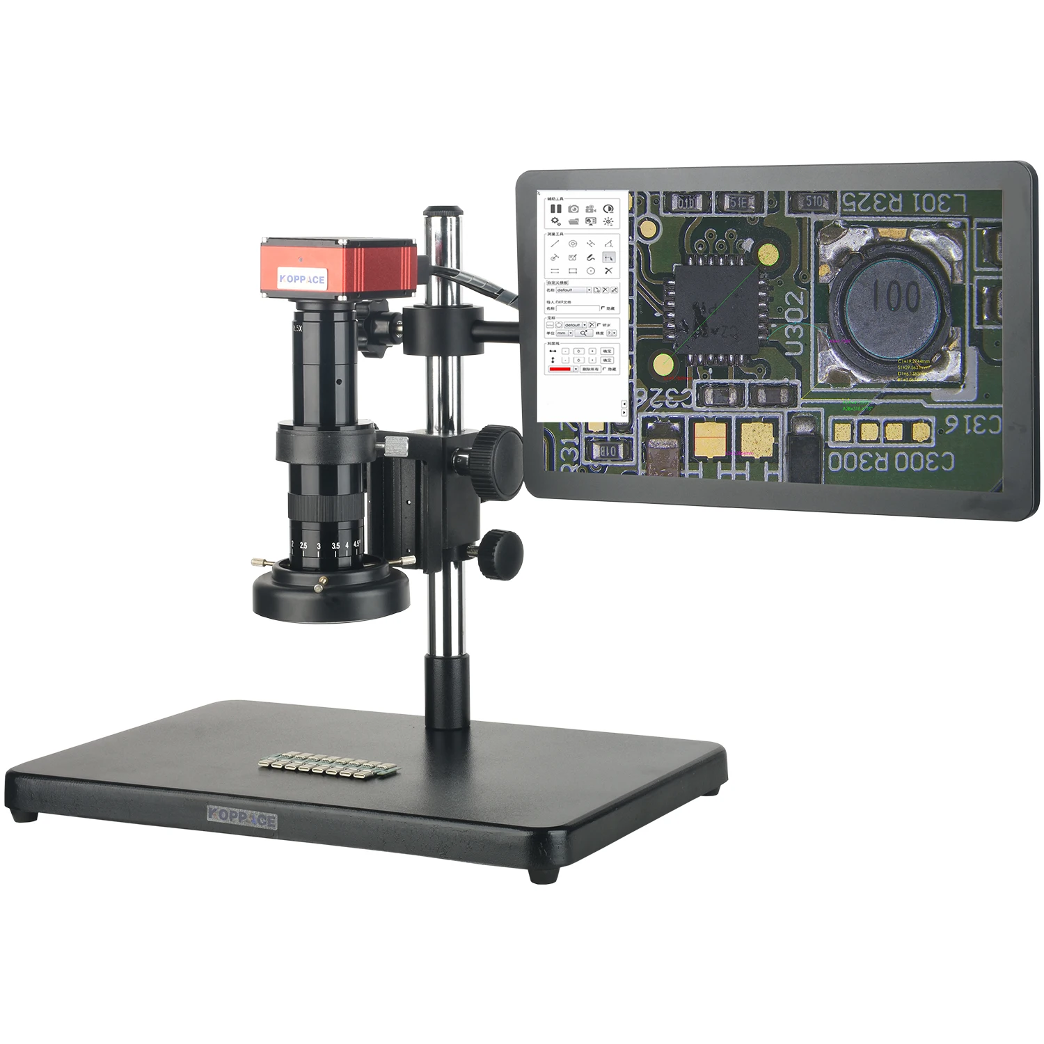 KOPPACE 14X-95X Measure Electron Microscope 2K HD Camera Continuous Zoom Lens LED Light Source