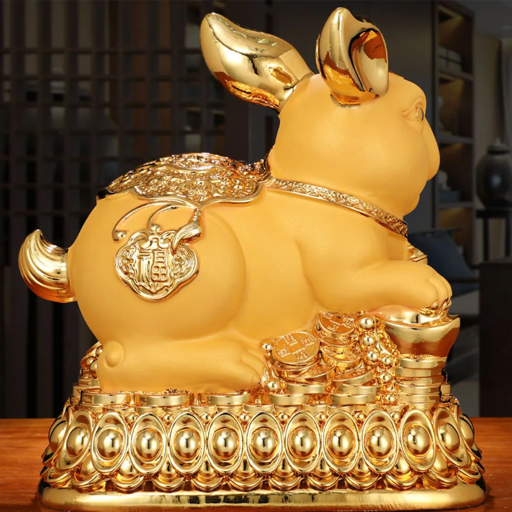 

Gold Rabbit Piggy Bank Creative Home Decoration Coin Saving Pot Large Capacity Money Box for Adults