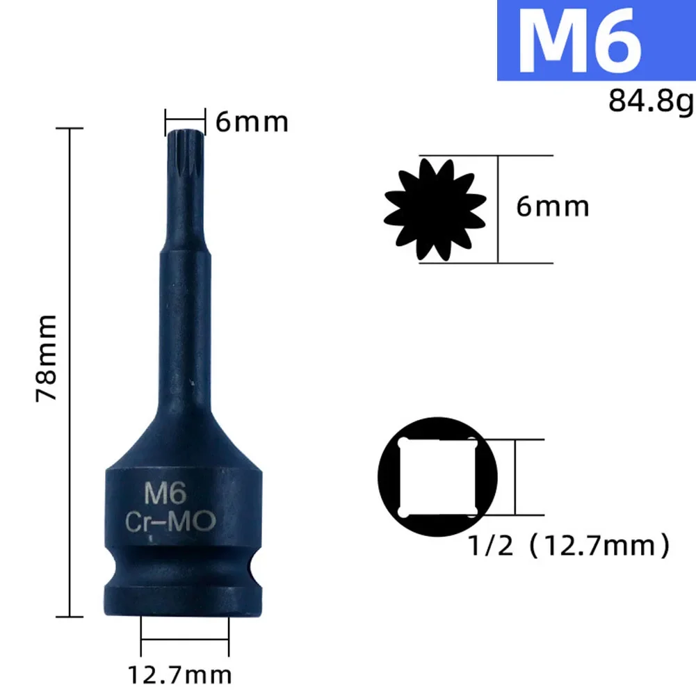 3 Inch 1/2 Inch Drive 12 Point Socket Adapter For M5 M6 M7 M8 M9 M10 M11 M13 M15 M17 M19 Screws In Home DIY Projects