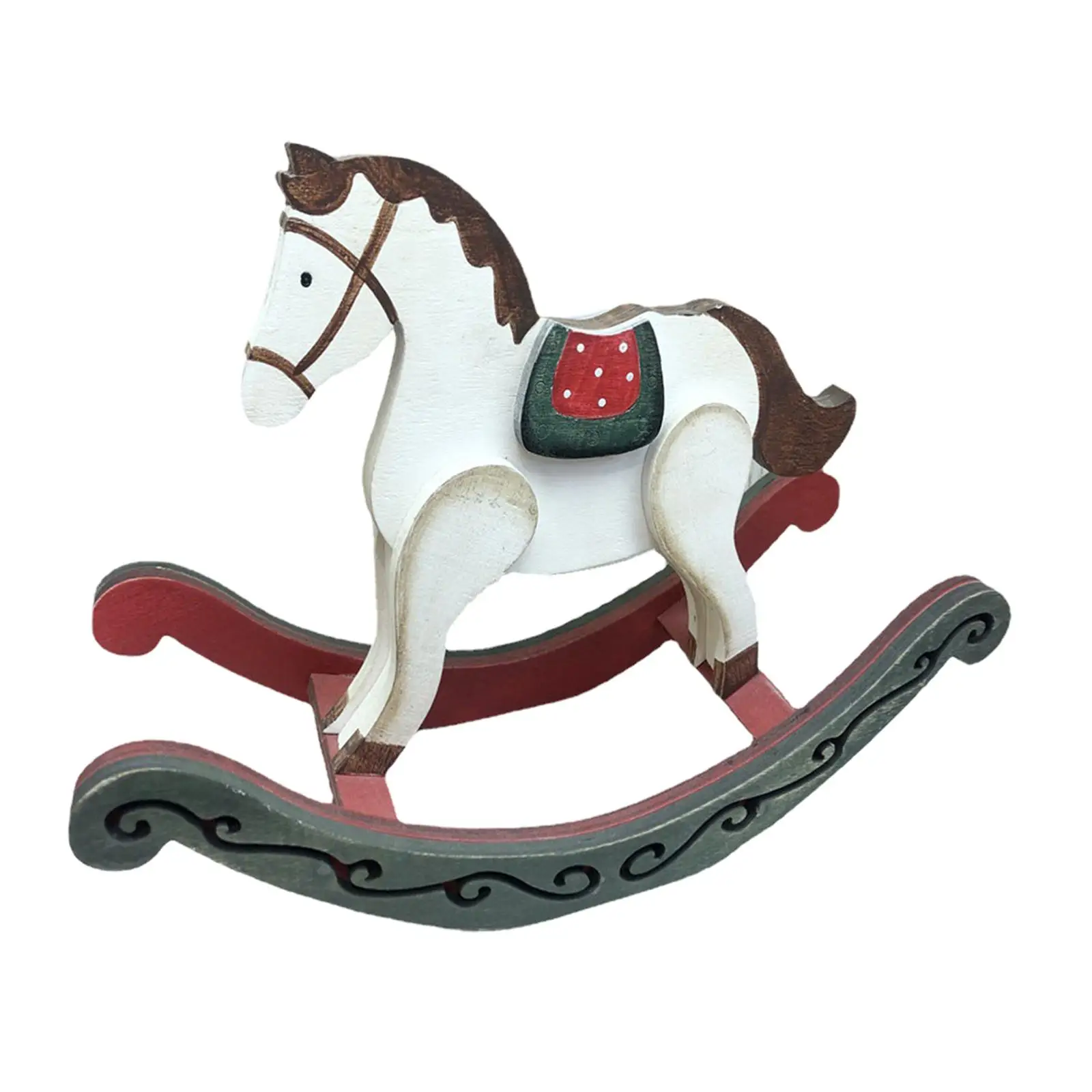 Creative Wooden Christmas Rocking Horse Figurine Ornament Multicolor Decor for Indoor Outdoor Home Office Party Supplies