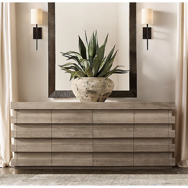 

American Modern Solid Wood Light Luxury Porch Cabinet, French Foyer Decorative Cabinet, Antique TV , Locker