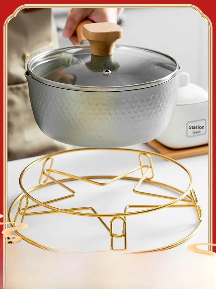 

Подставка для кастрюль из нержавеющей стали, термостойкая, с защитой от ожогов, органайзер для кухонных принадлежностей