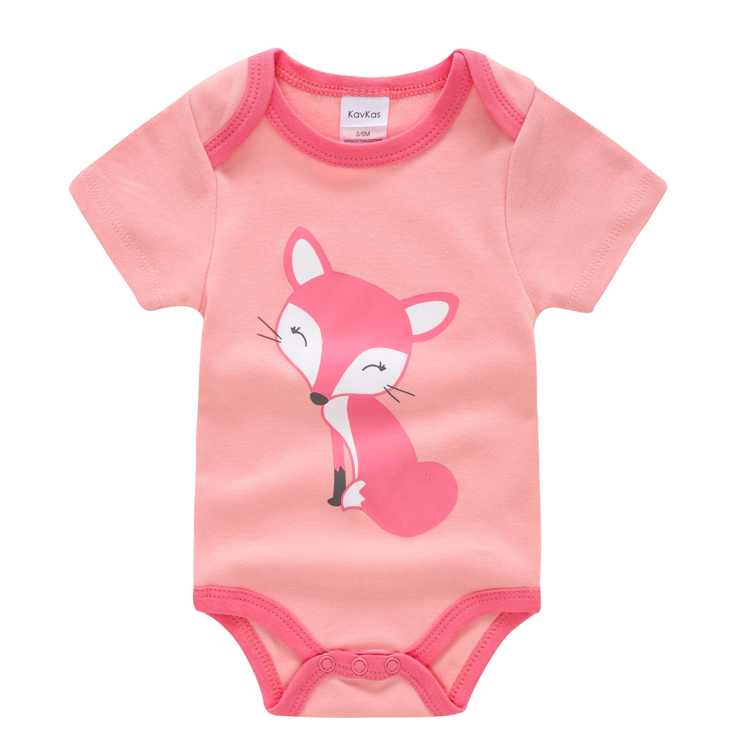 3 Pieces Baby Girls Rompers Fox Cute Printing Girls Bodysuit Red Summer Short Sleeve Jumpsuit 100% Cotton Soft Baby Clothes