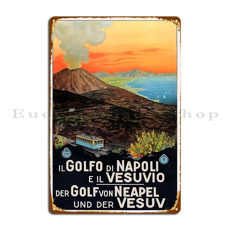 1930 Italy Gulf Of Naples And Mount Vesuvius Poster Metal Plaque Poster Wall Mural Wall Plaque Garage Designing Tin Sign Poster