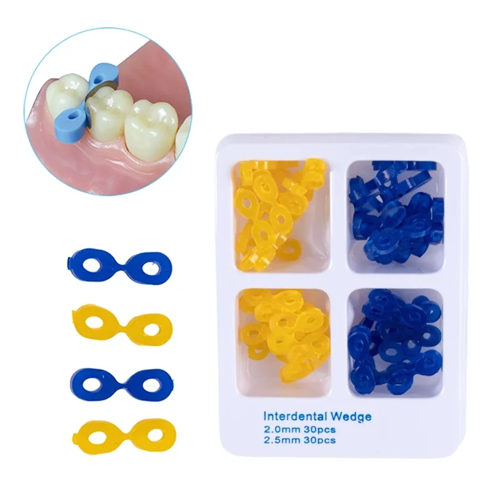 

60Pcs/ Box Dental Heat Resistant Gap Wedge Dental Elastic Rubber Fixed Wedge-shaped Matrix Dam Composite Dental Products