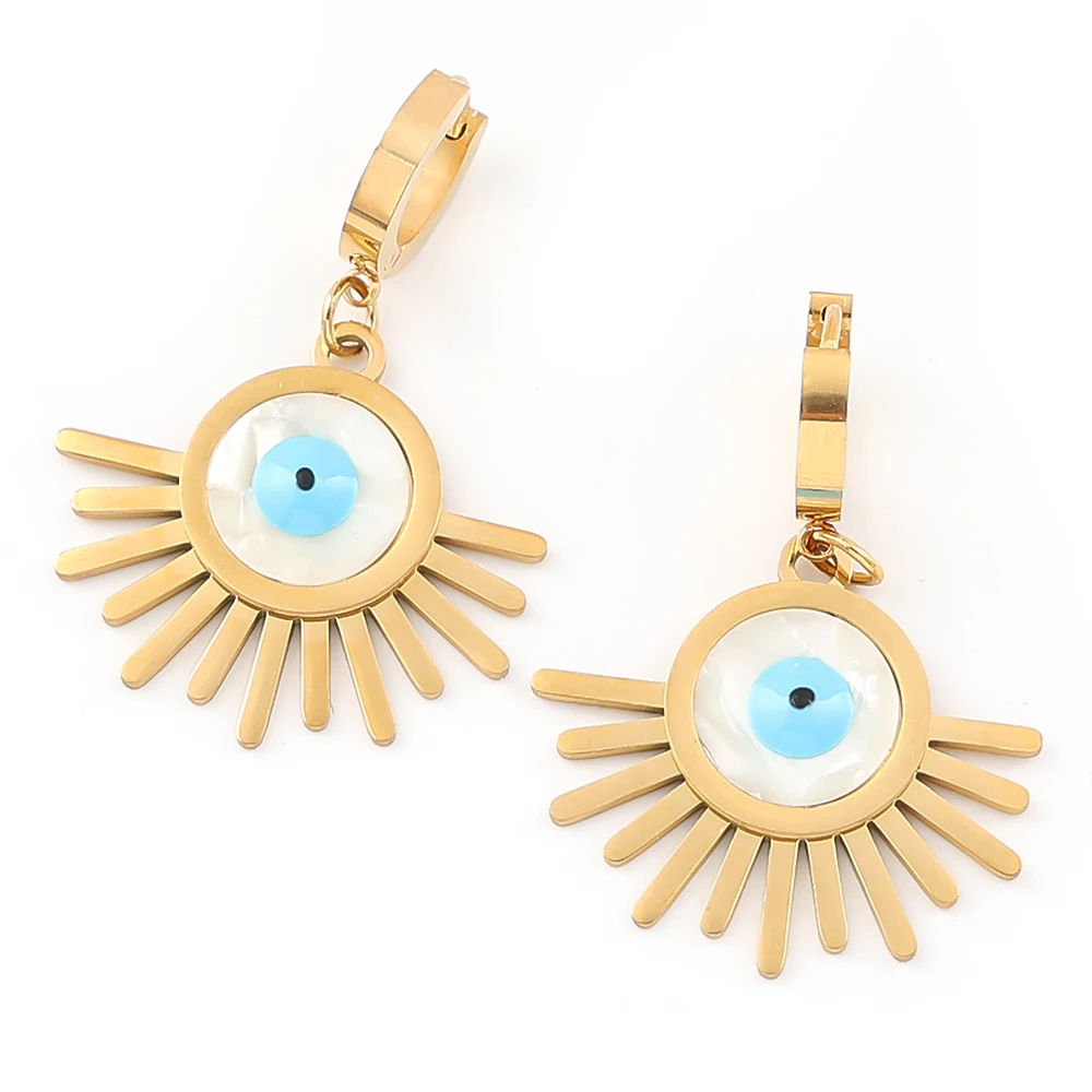 Evil Blue Eye Turkish Eyes Vintage Sun Hoop Earrings Choker For Women Gold Plated Lucky Aesthetic Earrings Jewelry Gift 3210