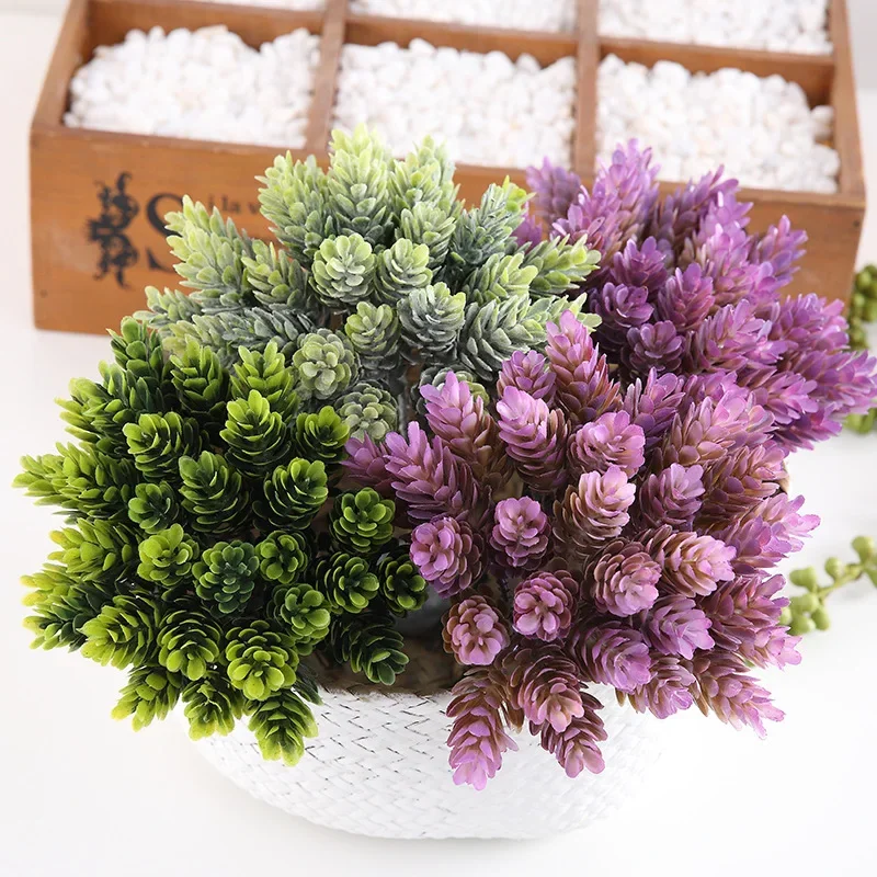 30 cabezas artificiales de piña pequeña, hojas de árbol de plástico, Flores falsas, bricolaje, decoración del hogar para boda, planta, hoja verde