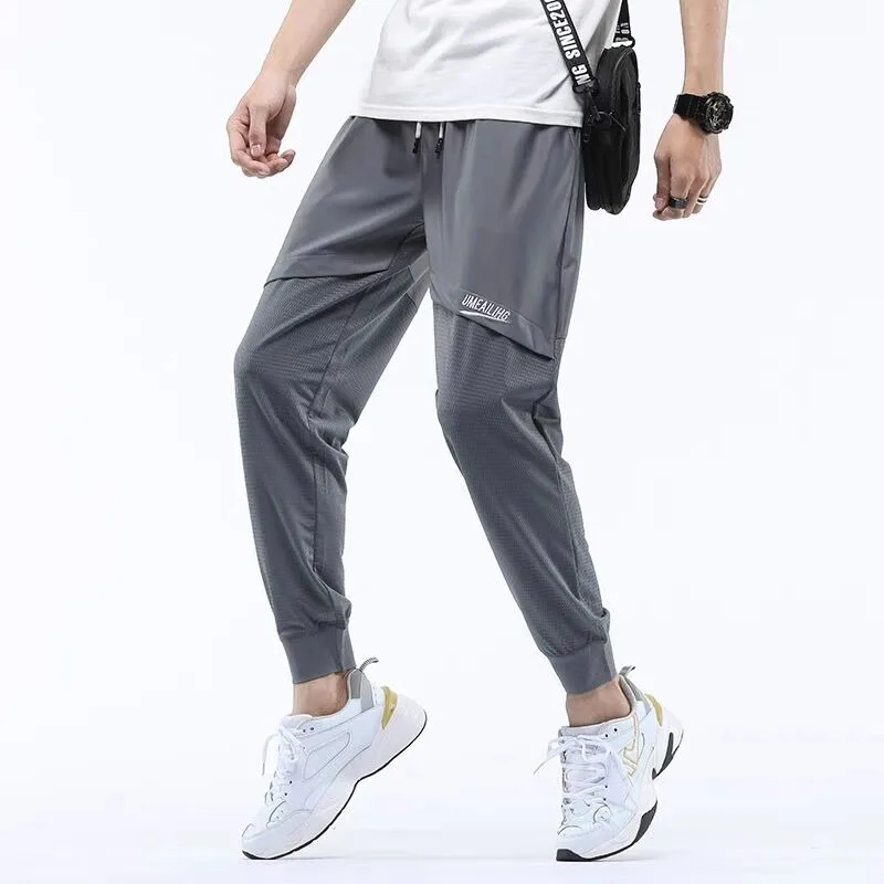 

Jogging Men's Summer Clothes Summer Pants Man Joggers Running Ice Silk Pants Sport Big Size Korean Popular Clothes Sweatshirt
