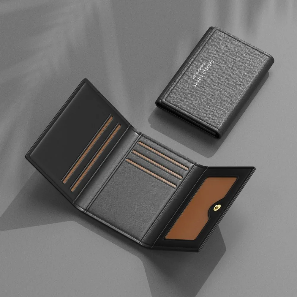 Foldable PU Short Wallet Multi Card Slots ID Card Holder Solid Color Women Small Purse Coin Pocket