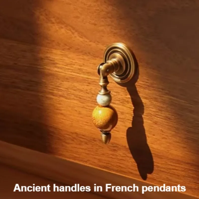 Irregular rock crystal ceramic drawer dresser shoe cabinet pendant handle pure copper kitchen cabinet handle