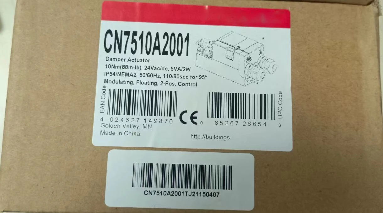 

CN7510A2001 for Honeywell Damper Actuator,10Nm(88in-lb),24Vac/dc,5VA/2W IP54/NEMA2,50/60Hz,110/90sec for 95 degree