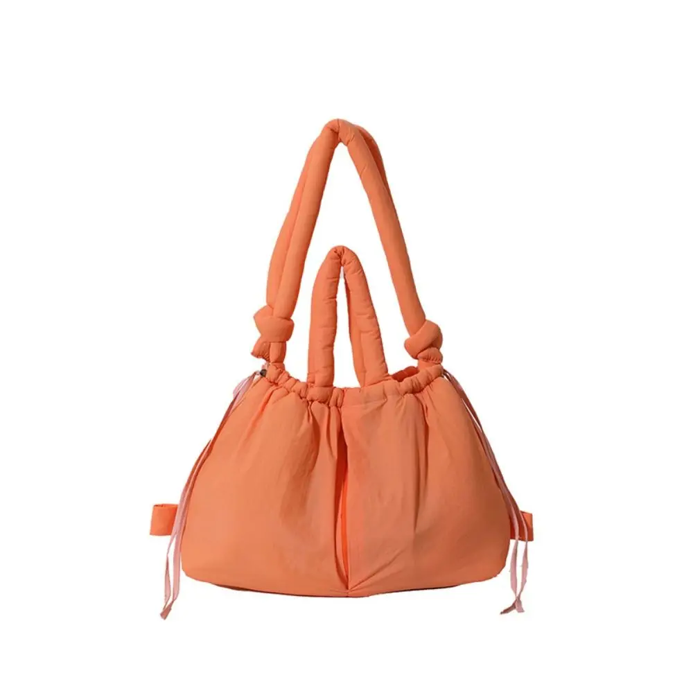 

Сплошная цветная большая сумка на шнурке, стеганый завязанный ремень, нейлоновая мягкая сумка-тоут, большой вместительный рюкзак-пуховик двойного назначения для тренировок