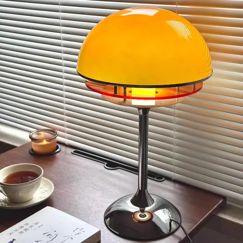 Medieval sunset mushroom table lamp orange bedside desk lamp bedroom living room Bauhaus retro sliver atmosphere night lamp