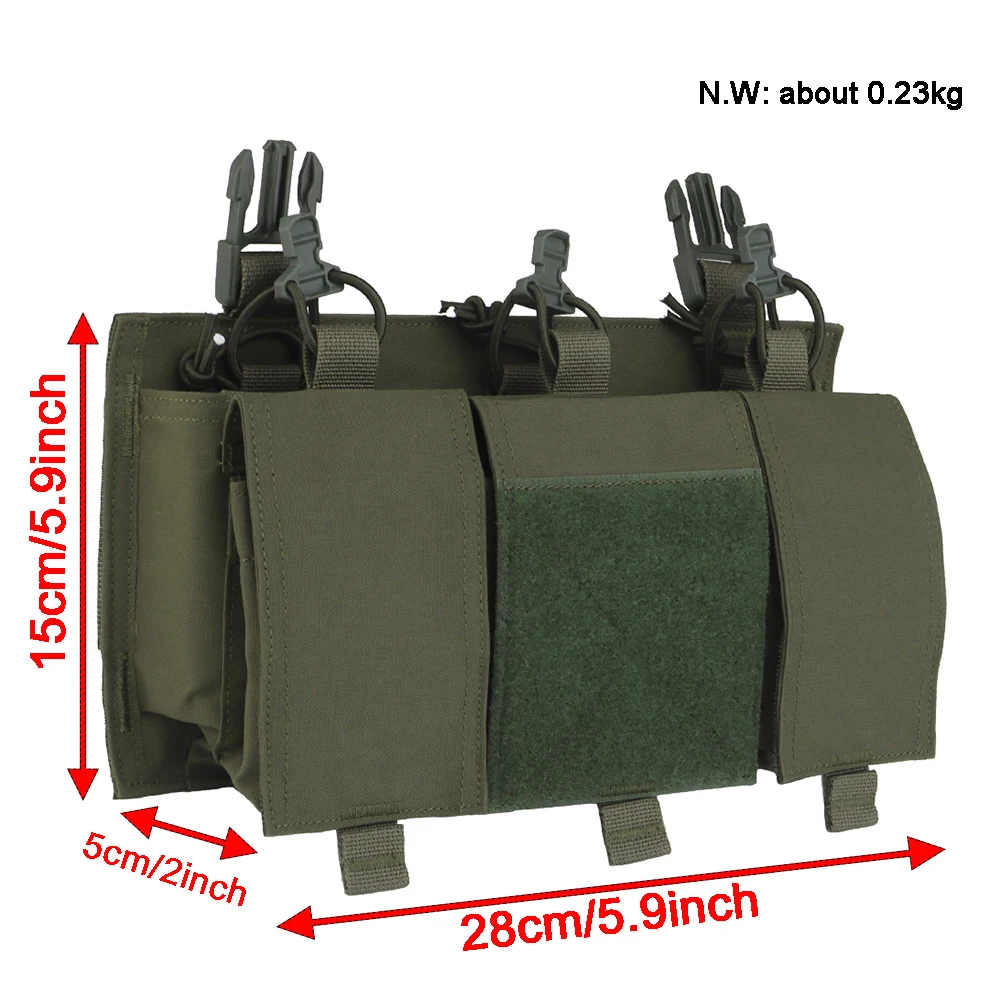 Tactical Triple 7.62 Magazine Pouch Multi-purpose Front Flap Attack Panel Hunting Vest AR AK Airsoft Gear Accessories MAG Bag