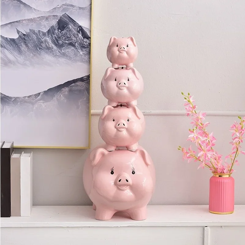 

Cute Wedding Money Box Coin Ceramic Secret Kids Saving Hidden Safe Pig Piggy Bank Pink Porcelain Storage Adult Gift