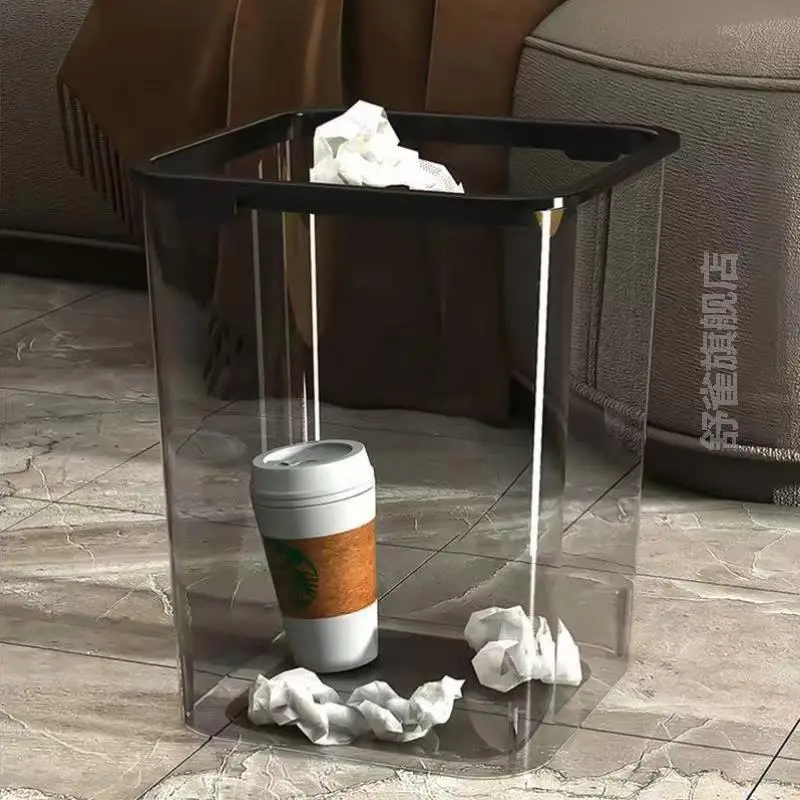 

Square Acrylic Tra Can Large Capaci Transparent Kitchen Living Room Office High Aesthetic Value Home Use Dusin Waste Ba...