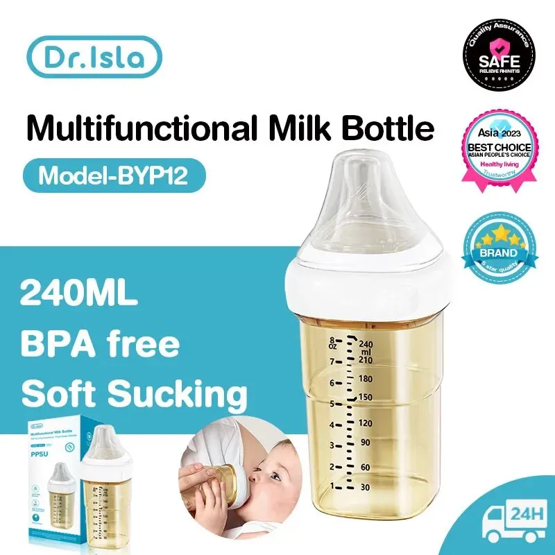 Dr.isla Baby Bottle PPSU Anti-Colic Teeth Guard Feeding Bottle Bacteriostat Antifall Nursing Bottle 240ml Safety BPA Free