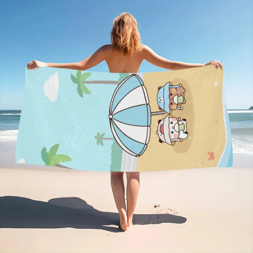 Quick Drying Beach Towels Panda Bear Hug Bubu Dudu Oversized 30x60inch Printing Towel Super Absorbent Pool Towel Blanket