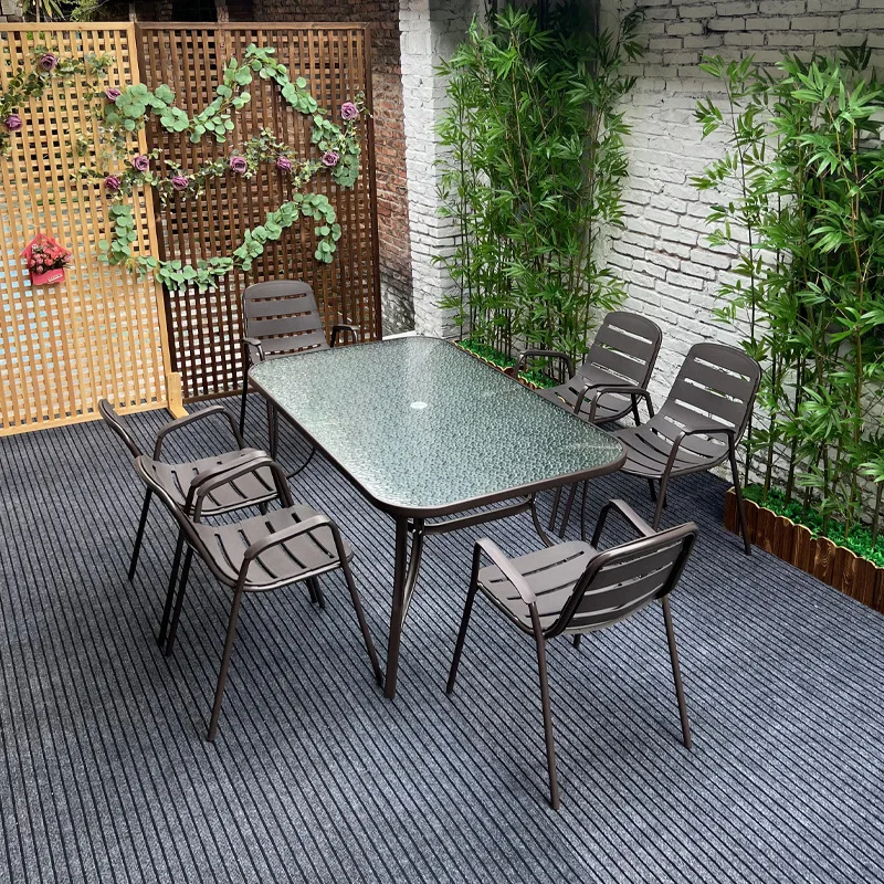 Customizable outdoor metal tables and chairs Garden scenic leisure dining chair Waterproof