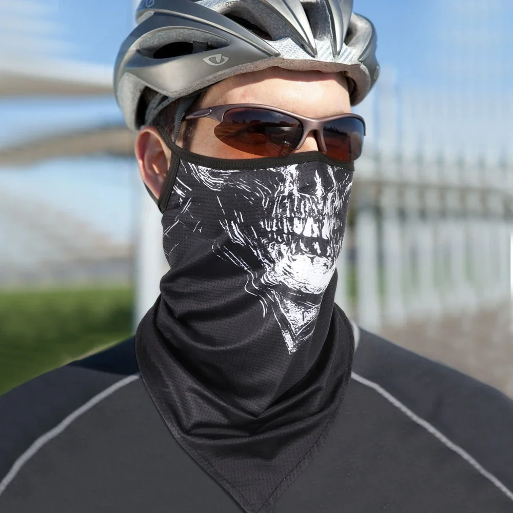 Triangle Motorcycle Balaclava Skull Ghost Moto Motobike Neck Gaiter Tube Scarf Motorbike Bandana Ear Cover Hanging Men Women