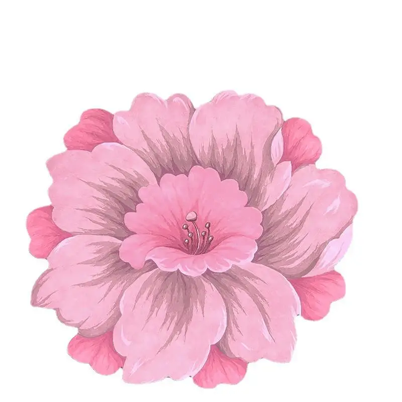 Classic Crystal Velvet Pastoral Flower Rug 60x60cm Non-Slip Baby Crawling Mat Lotus Floral Floor Cushion for Living Room Bedside