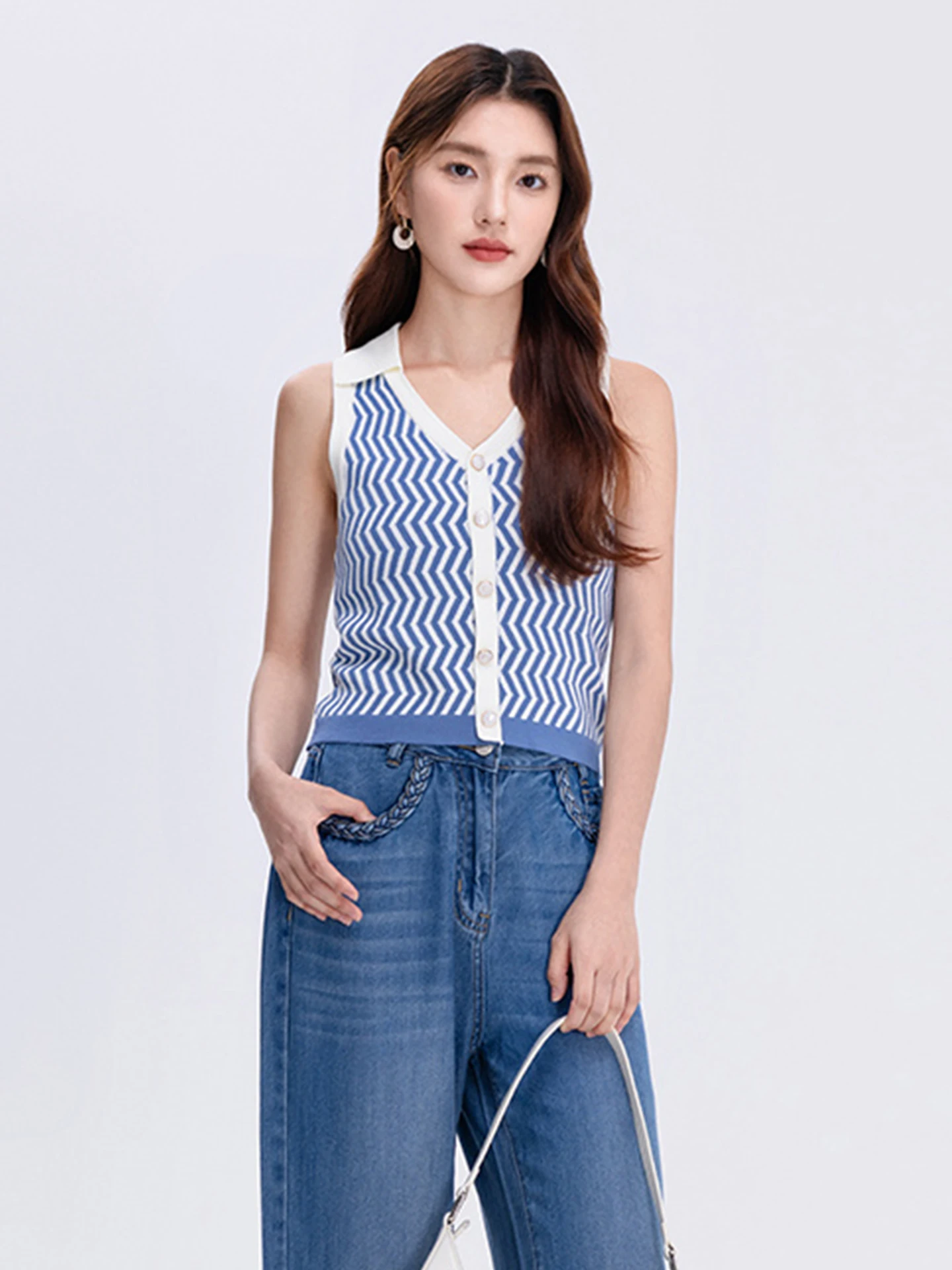 

Моющийся жилет, осенний сезон, универсальный корейский вязаный топ без рукавов, цветная блузка, повседневная молодежная высококачественная плата...