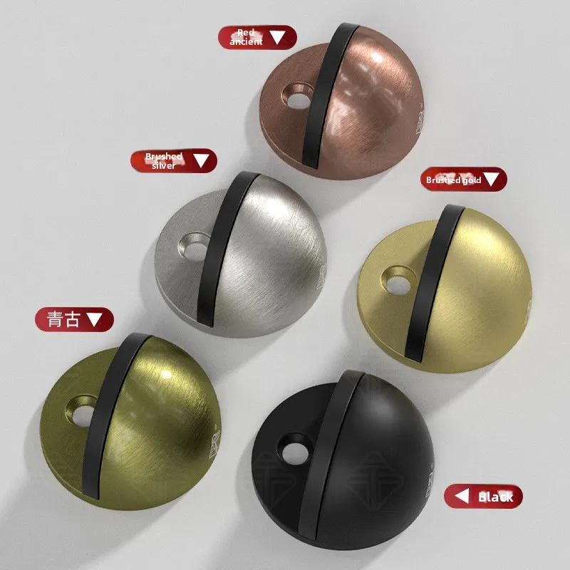 Thickened Zinc Alloy Door Stopper Anti Collision Non Punching Bedroom Door Stopper Floor Suction Glass Door Heavy Duty Mute
