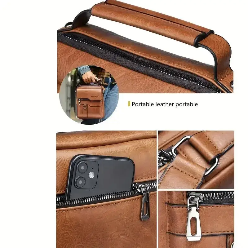 

Practical Shoulder Bag for 9.7" ipad Men PU Leather Flaps Men's Crossbody Bags Business Flap Male Solid Messenger Travel