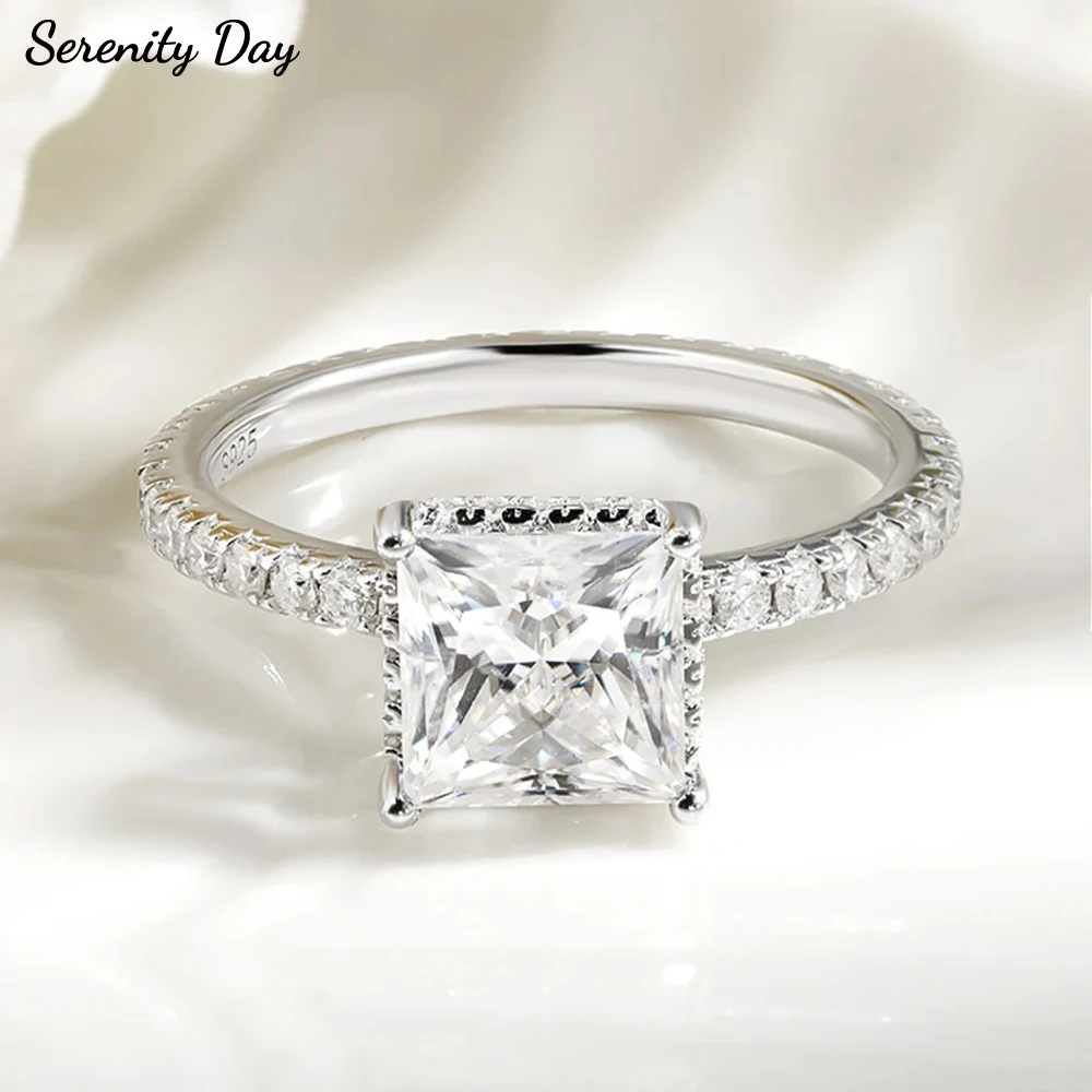 

Serenity 2.6ct Princess Cut D Moissanite Rings For Women Girl Wedding Gift 925 Sterling Silver Eternity Rings Plated 18K Jewelry