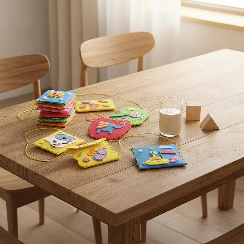 1/3/5/8PCS Kids Sewing Craft Kit DIY Cartoon Wallet Handmade EVA Kit Educational Toys Birthday Gift For Girls Beginners