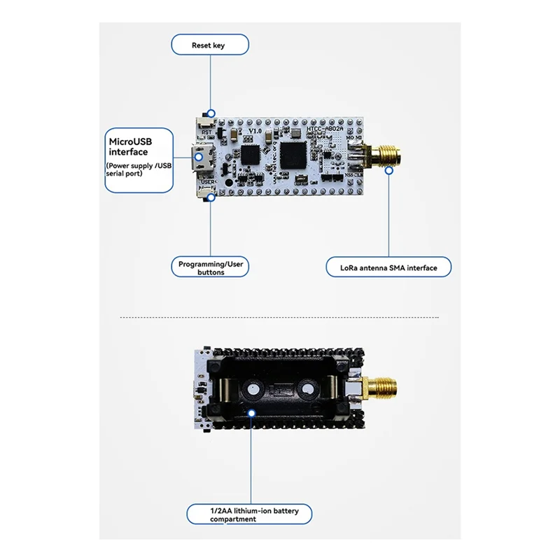 -BOFF Cubecell Lora Node ASR6502 IOT Accessory With Antenna 1/2AA Battery Case For Arduino Lorawan Applications 470Mhz