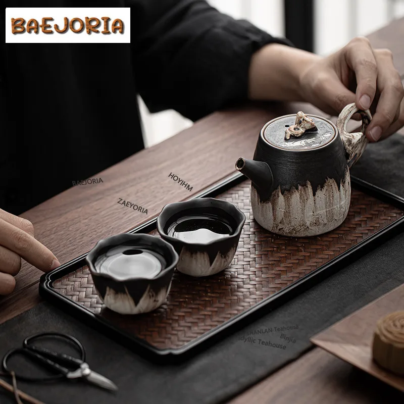 BAEJORIA Wabi Sabi Style Lotus Fortune Tea Set Complete Aesthetic 1 Pot 2 Cups Tea Ceremony Set Teapot And Tea Cup Set Teaware