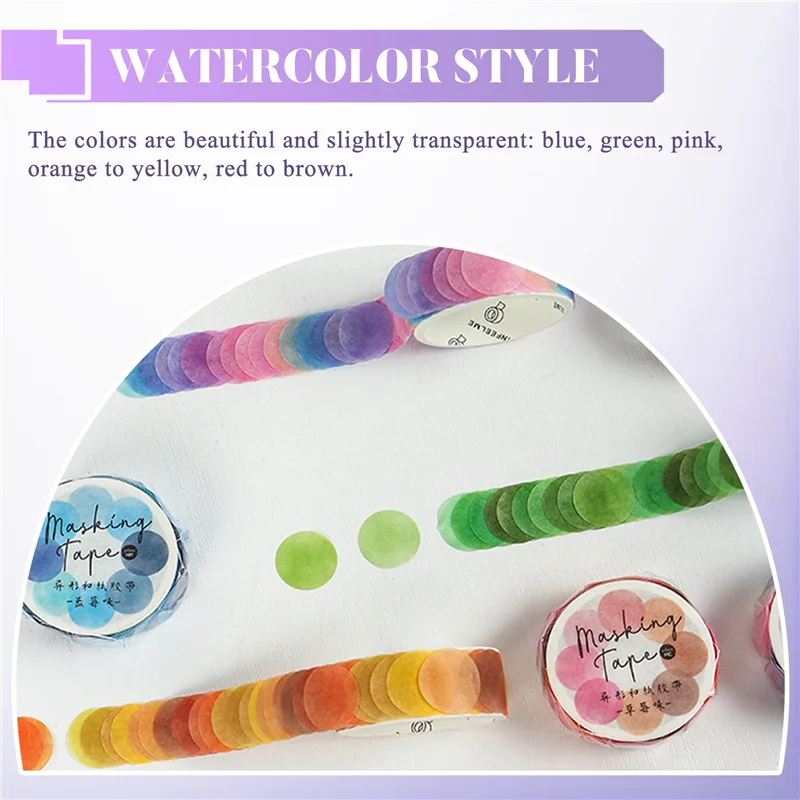 AED5-6 Roll Morandi Dots Washi Tape Dot Stickers Circle Dot Labels For DIY Decorative Diary Planner Scrapbooking Photo Ablums
