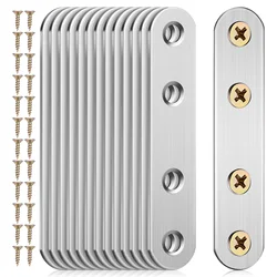 14Pcs Stainless Steel Corner Code Hardware Brackets for General Use Mending Braces Wood Straight Film Plate Fixing Plates Flat