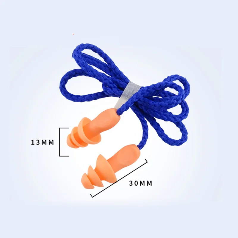 2pcs Waterproof Earplugs Noise Reduction Car Motorcycle Silicone Earplugs Swim Ear Lugs with Rope Sound Insulation Ear Protector