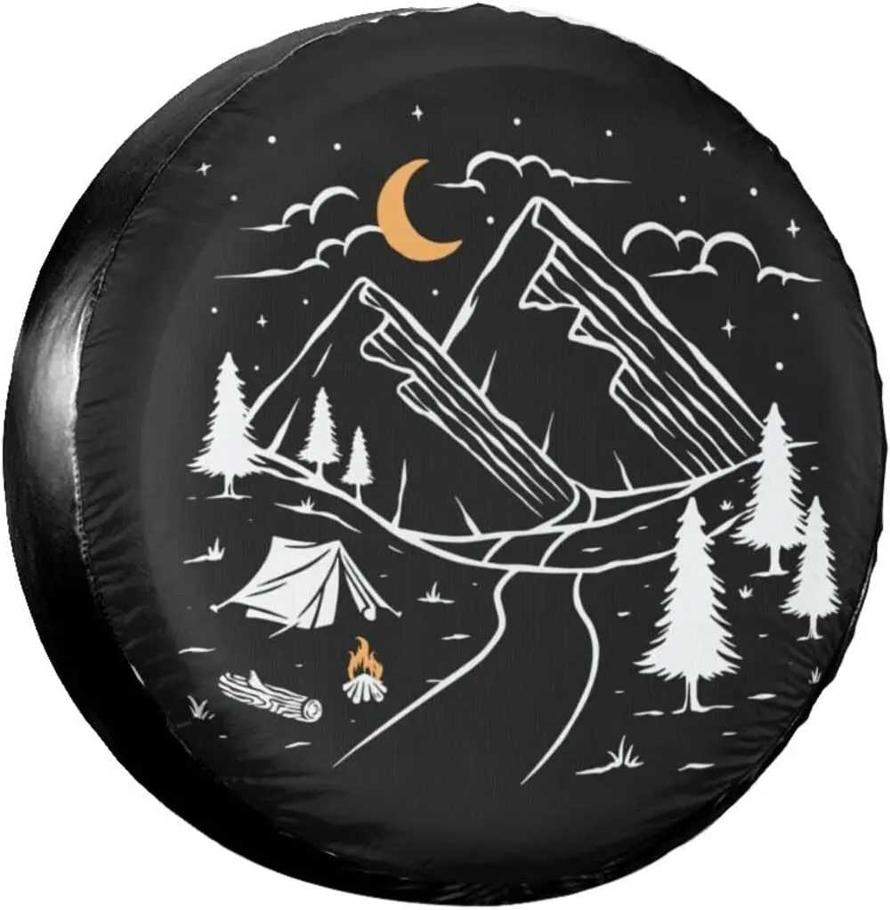 

Delerain Mountain at Night Spare Tire Covers forRV Trailer SUV Truck and Many Vehicle, Wheel Covers Sun Protector Waterpro