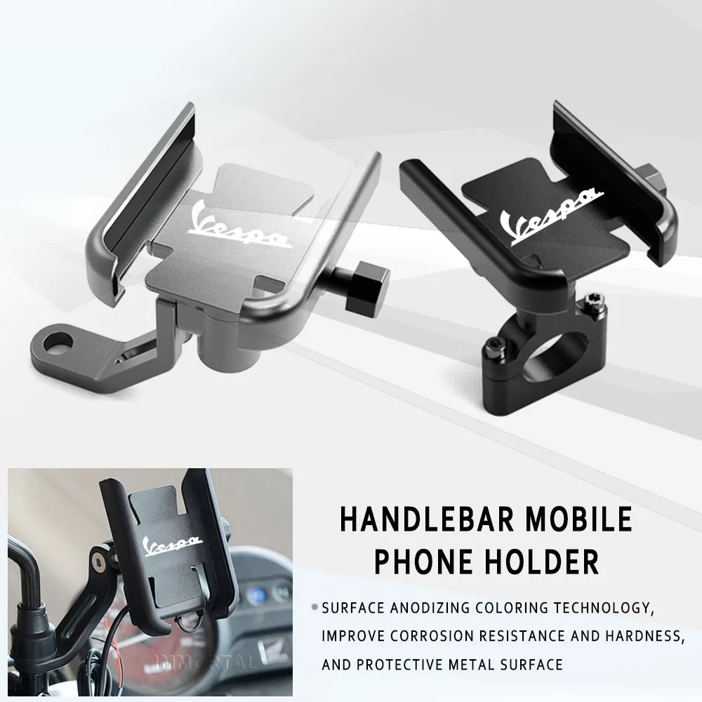 

CNC Motorcycle Handlebar Mobile Phone Holder GPS Stand Bracket For Vespa GTS 125 250 300 Granturismo 125 200 S125 S150