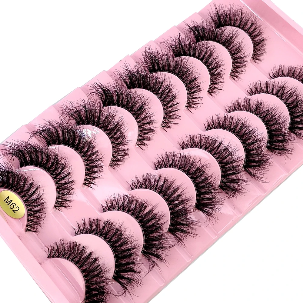 New 10 pairs 3D Mink Eyelashes Invisible Band Lashes Extension Natural False Eyelashes Cross Fairy Faux Big Eye Long Fake Lashes