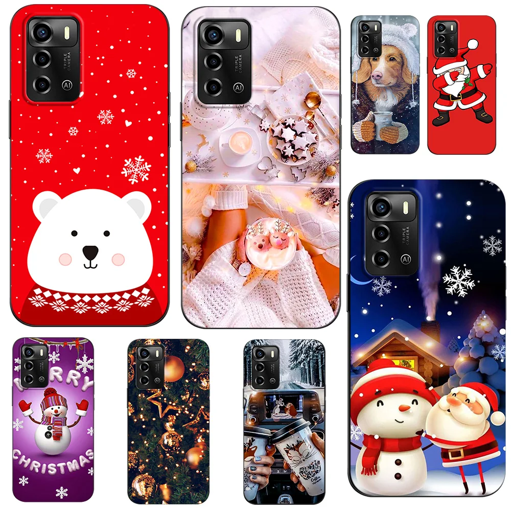 Case For ZTE Blade A72 4G Back Phone Cover Protective Soft Silicone Black Tpu merry christmas winter snow