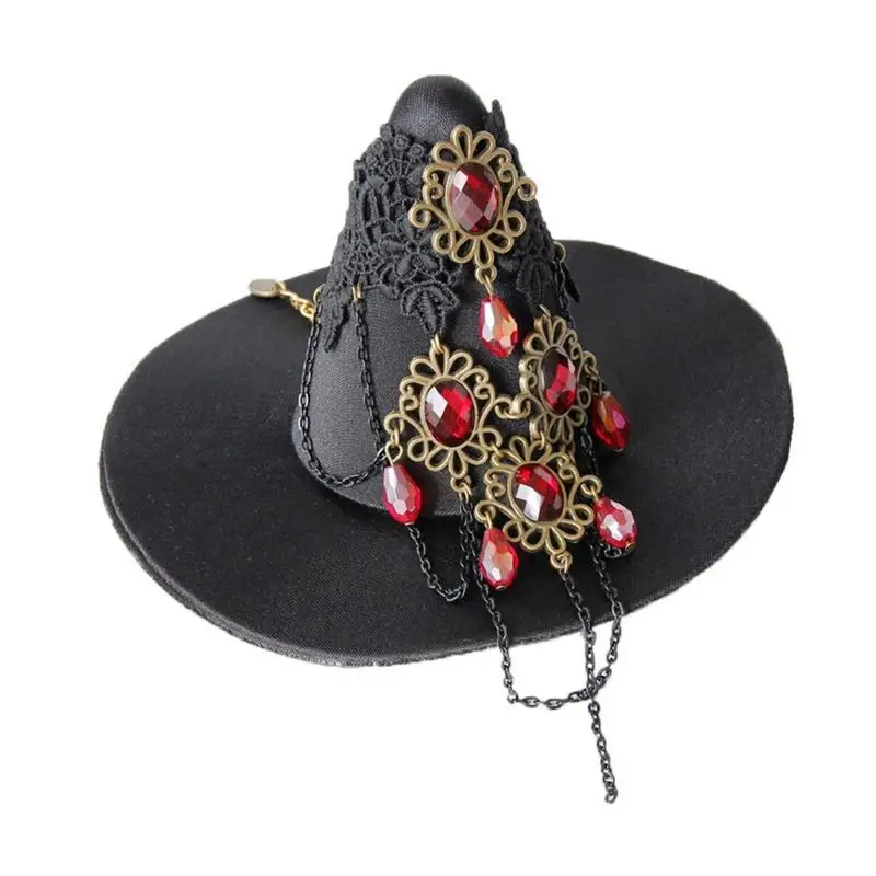 A52E Themed Gathering Fascinator Hair Accessory, Halloween Mini Witch Hat Clip for Costume Styling, Photo Use, and Party Hair