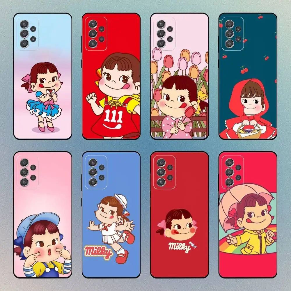 

F-Fujiya Milky Peko-Chan Phone Case For Samsung S25,S24,S21,S22,S23,S30,Ultra,S20 Black Soft Case