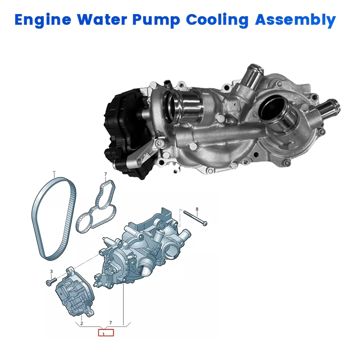 Engine Water Pump Cooling Assembly 05E121111AG for Audi A1 A3 Q3 VW Golf Polo Skoda Kamiq Seat 1.5 TSI EA211 05E121006K