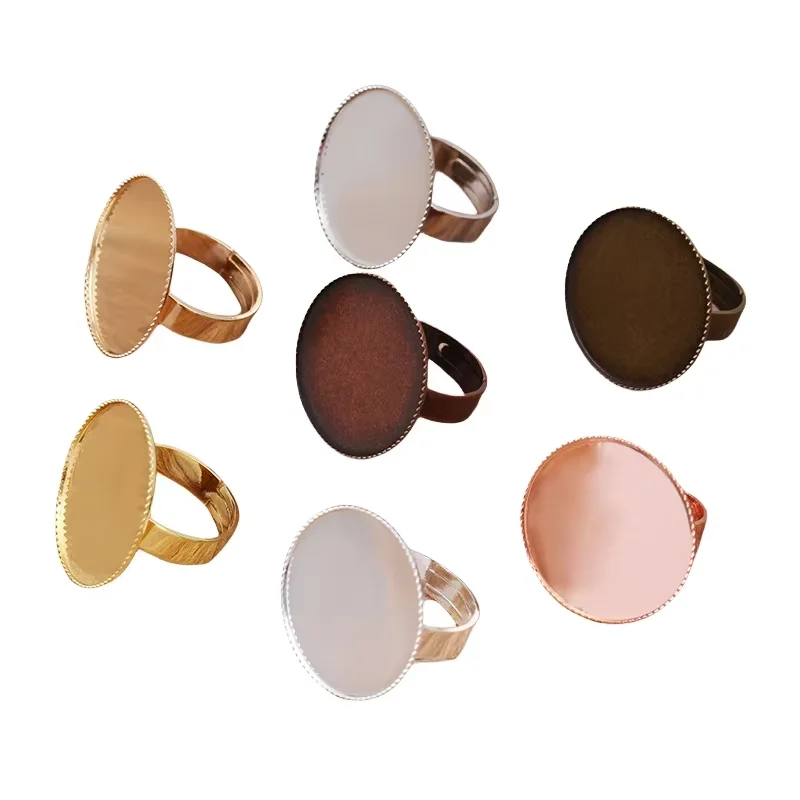 BoYuTe (40 Pieces/Lot) Fit 12-14-16-18-20-25-30MM Cabochon Blank Ring Base Settings Metal Brass Diy Handmade Jewelry Materials