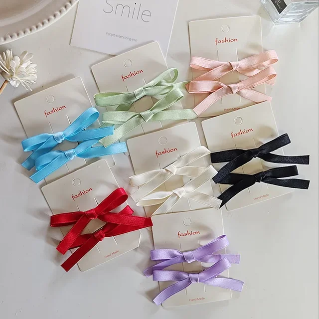 2szt Hot Cute Colorful Cotton Bow Hairpin Hair Side Clips Grips for Girls Women Child Holiday Hair Party Akcesoria Opaska na głowę